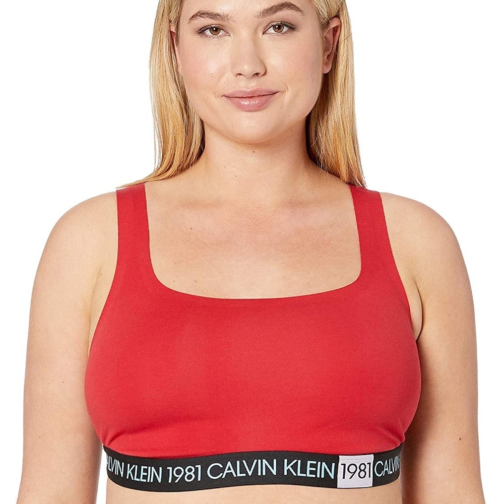 New Calvin Klein 1981 Bold Unlined Bralette in Red